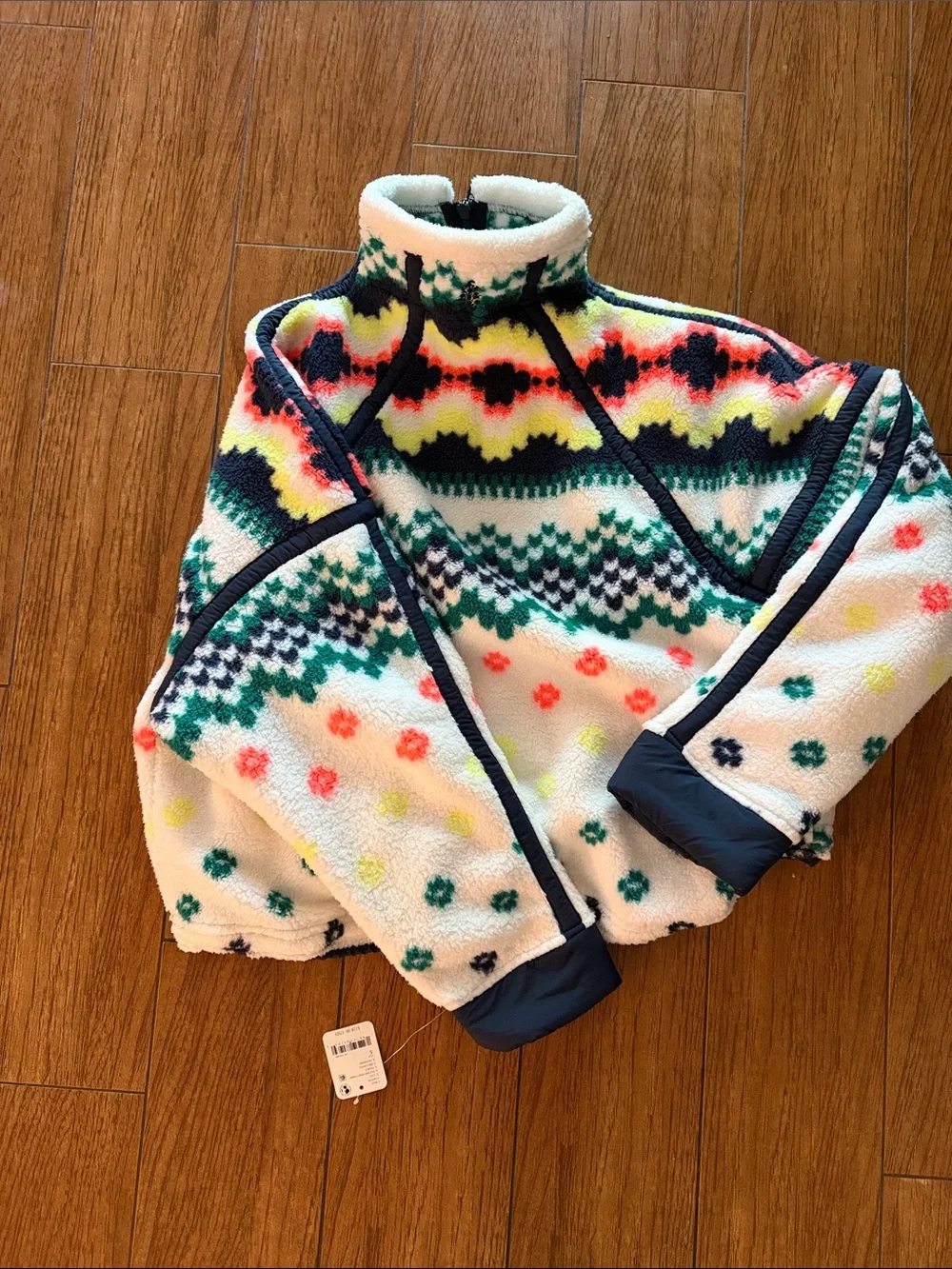 Free People Movement Mountain High Fleece Jacket Isle Knit Ivory Combo
